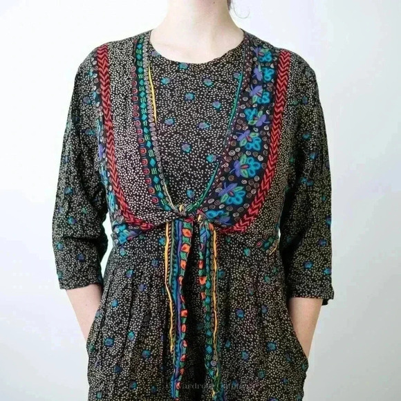Vintage 90s Boho Cottagecore Romper Dress - M - Picture 9 of 11